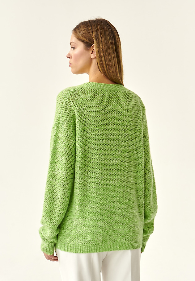 STRUKTURALNY SWETER DAMSKI LASO STRUKTURALNY SWETER DAMSKI LASO ZIELONY 4