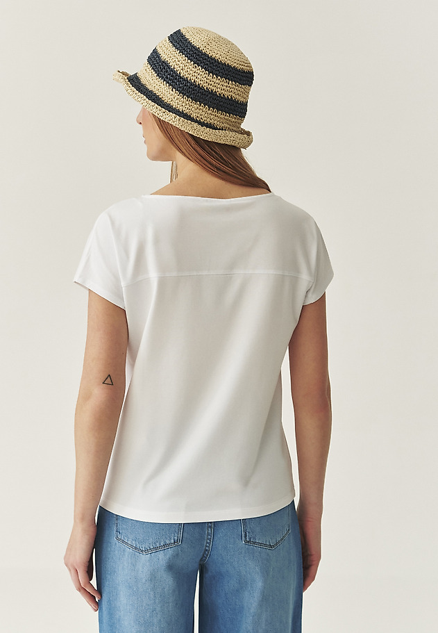 CASUAL BLOUSE IN COTTON-MODAL - MANDINI CASUAL BLOUSE IN COTTON-MODAL - MANDINI BIAŁY 2