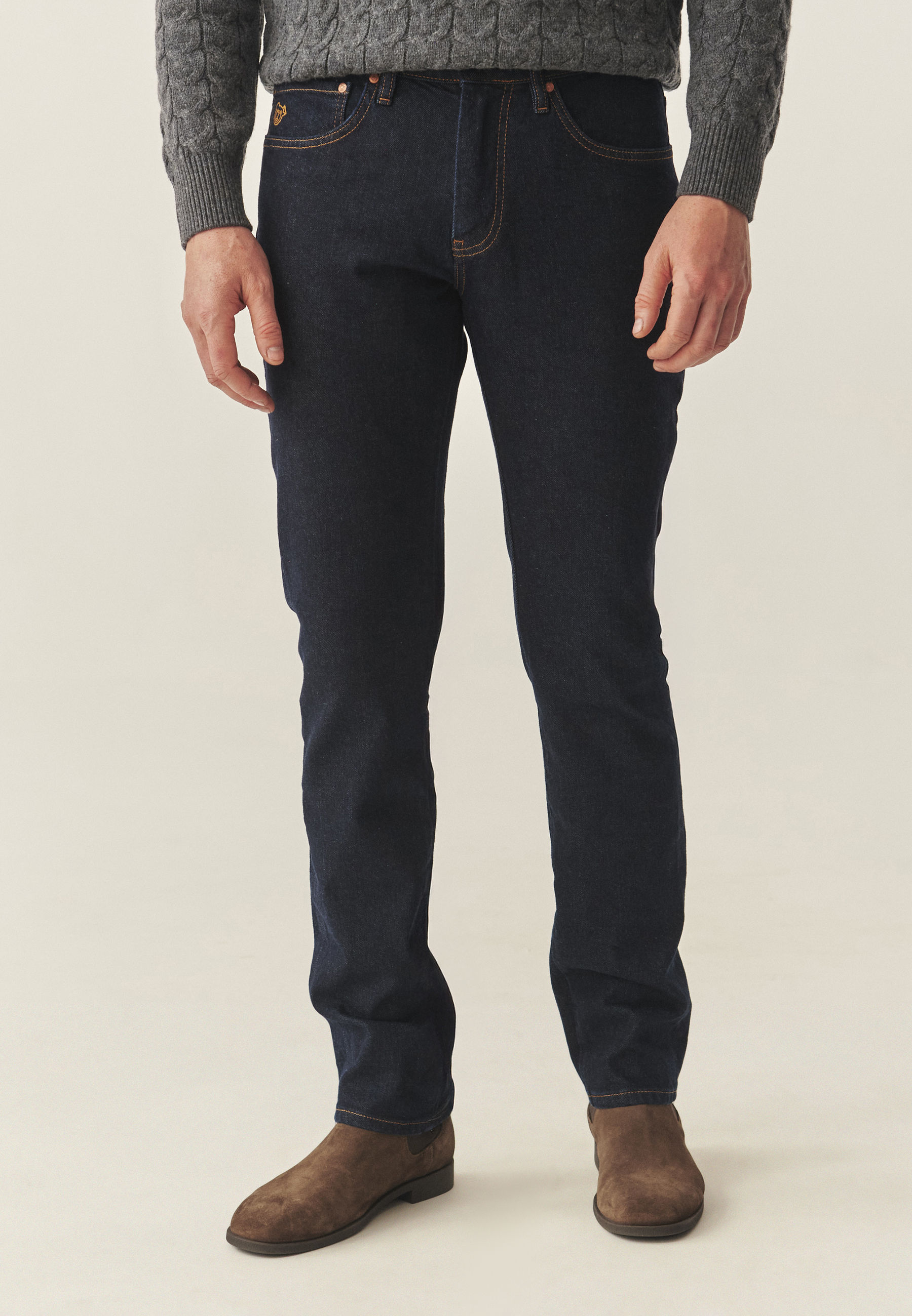 DENIMOWE SPODNIE MĘSKIE — KARMIN GRANATOWY 2