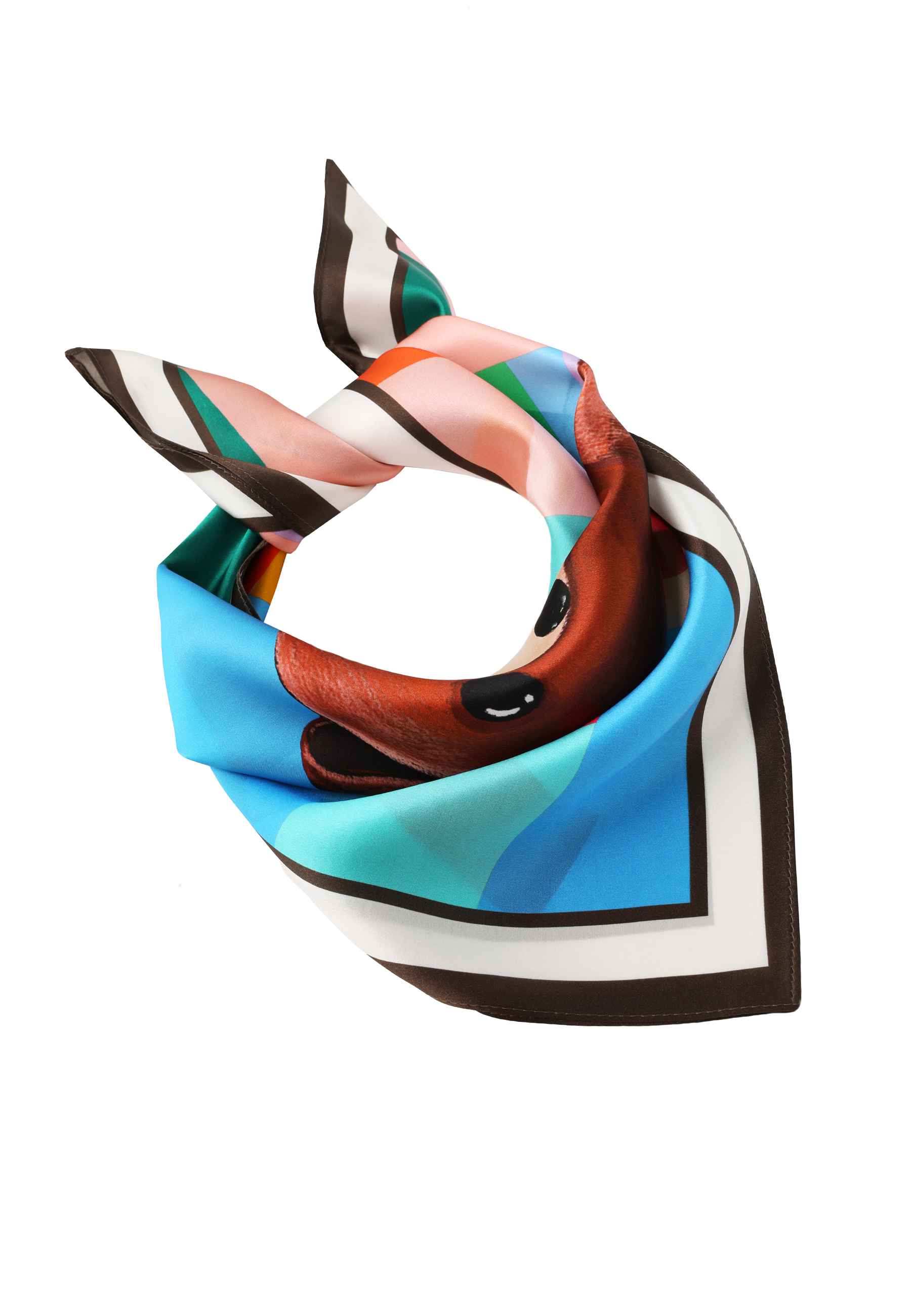 JEDWABNA CHUSTA Z MOTYWEM MISIA USZATKA - VIORA MULTIKOLOR 2