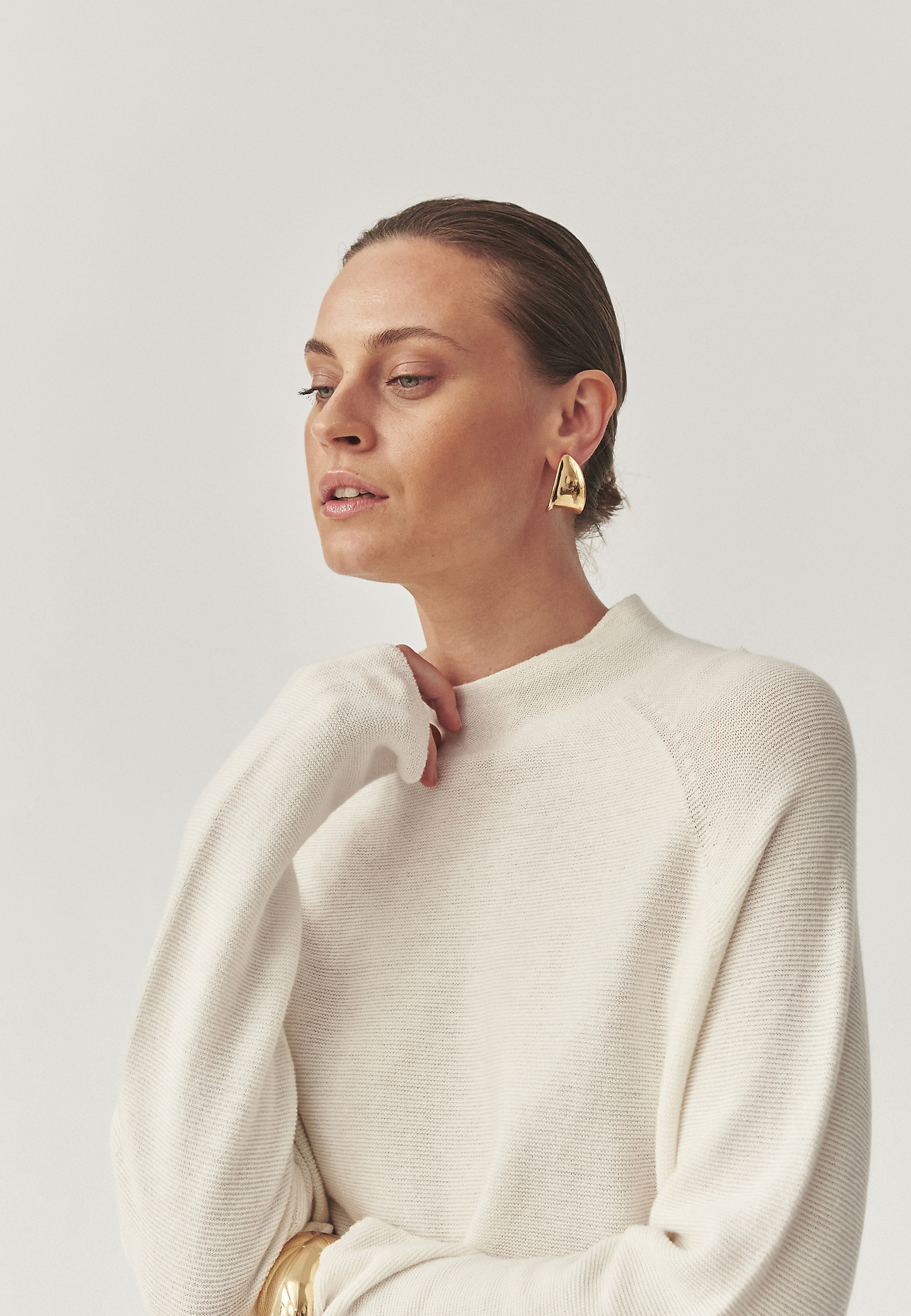 CARDIGAN CU GOLĂ ÎN FORMĂ DE JUMĂTATE DE TURTLĂ ȘI AMESTEC DE LANA - JOLIE CARDIGAN CU GOLĂ ÎN FORMĂ DE JUMĂTATE DE TURTLĂ ȘI AMESTEC DE LANA - JOLIE ECRU 114812