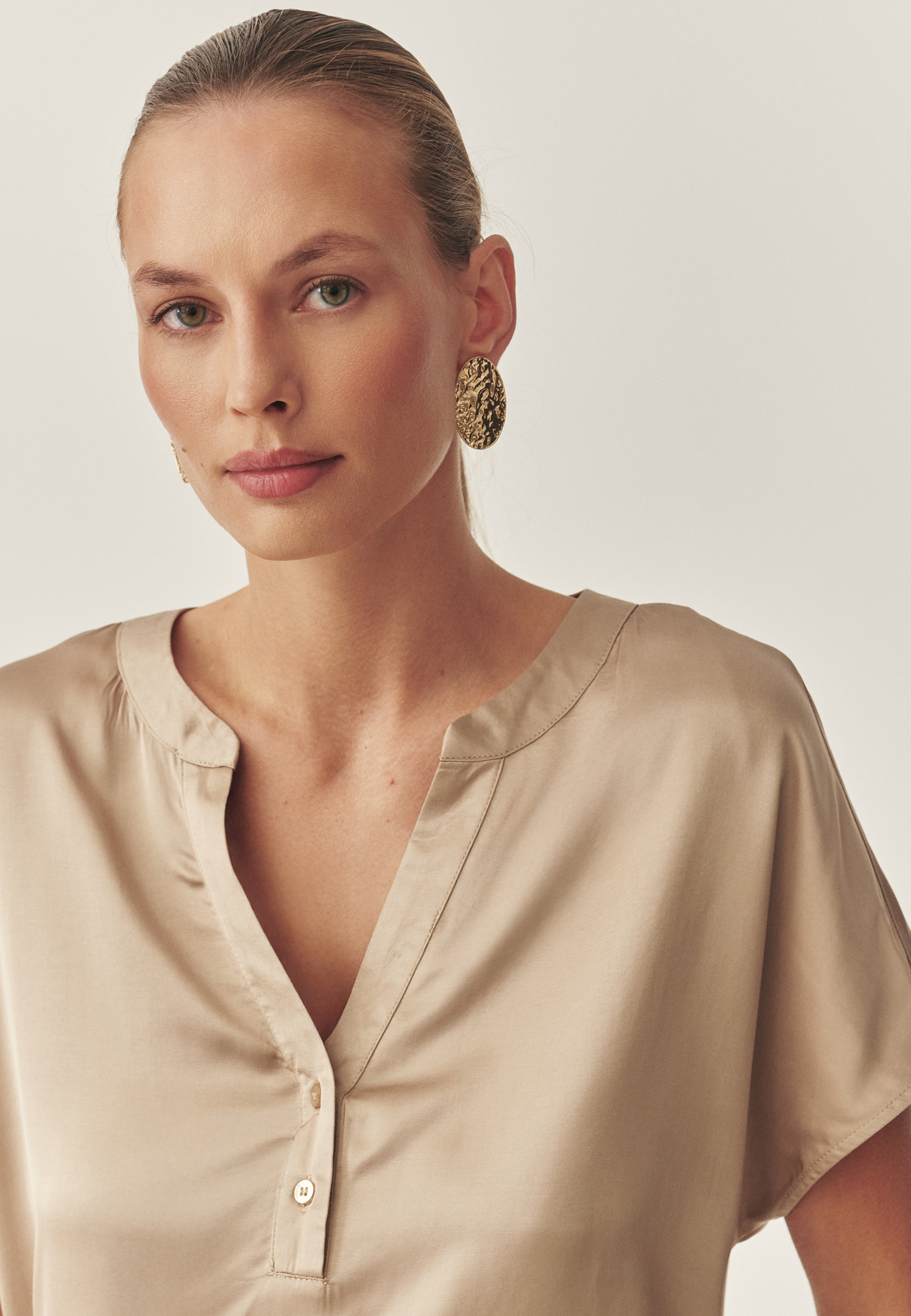 BLUZĂ DE DAMĂ, DIN SATIN DE VISCOZĂ - MARELLI BEJ 2