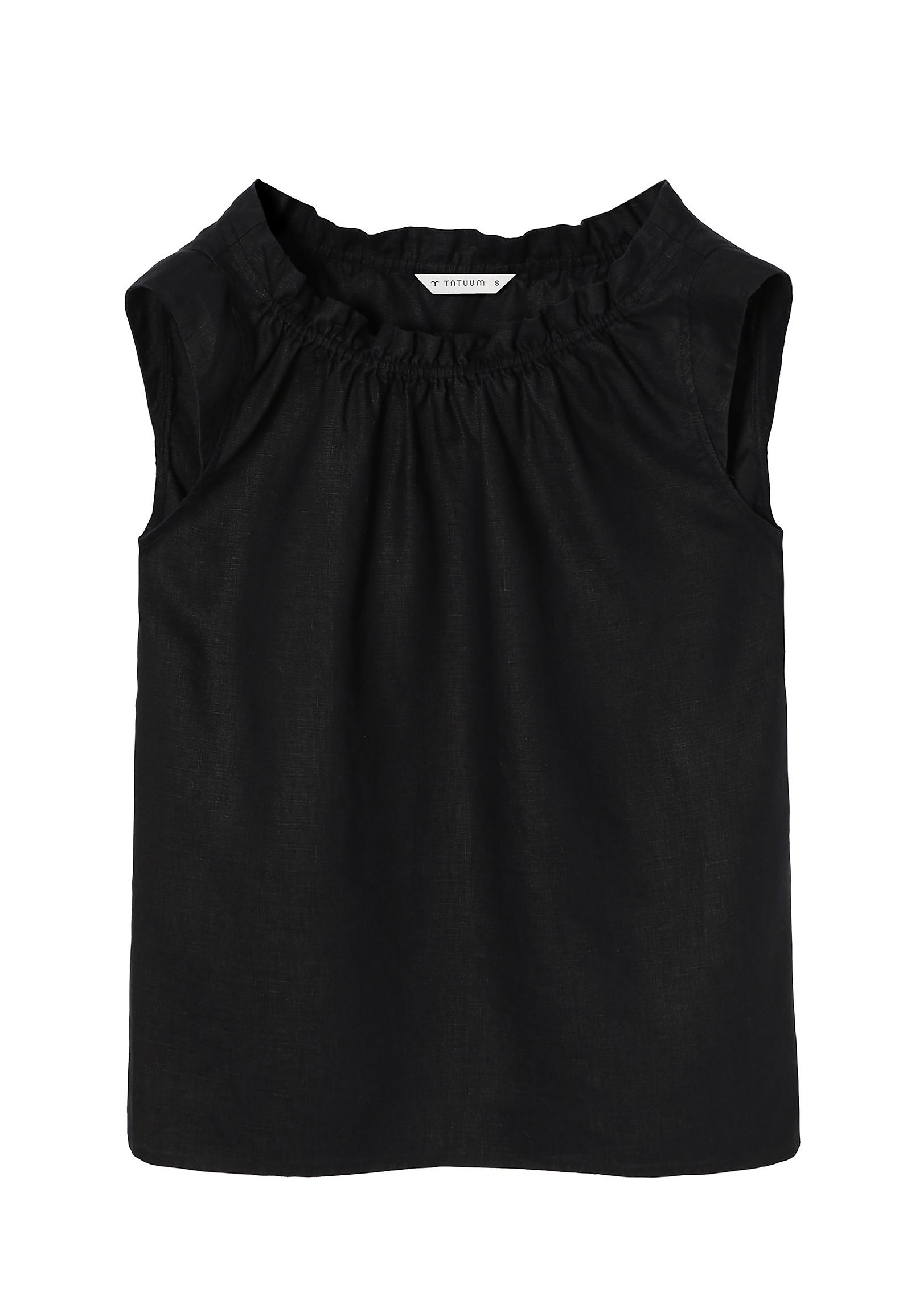 LNIANA BLUZKA DAMSKA Z OZDOBNYM DEKOLTEM  - IXA LNIANA BLUZKA DAMSKA Z OZDOBNYM DEKOLTEM  - IXA CZARNY 96802