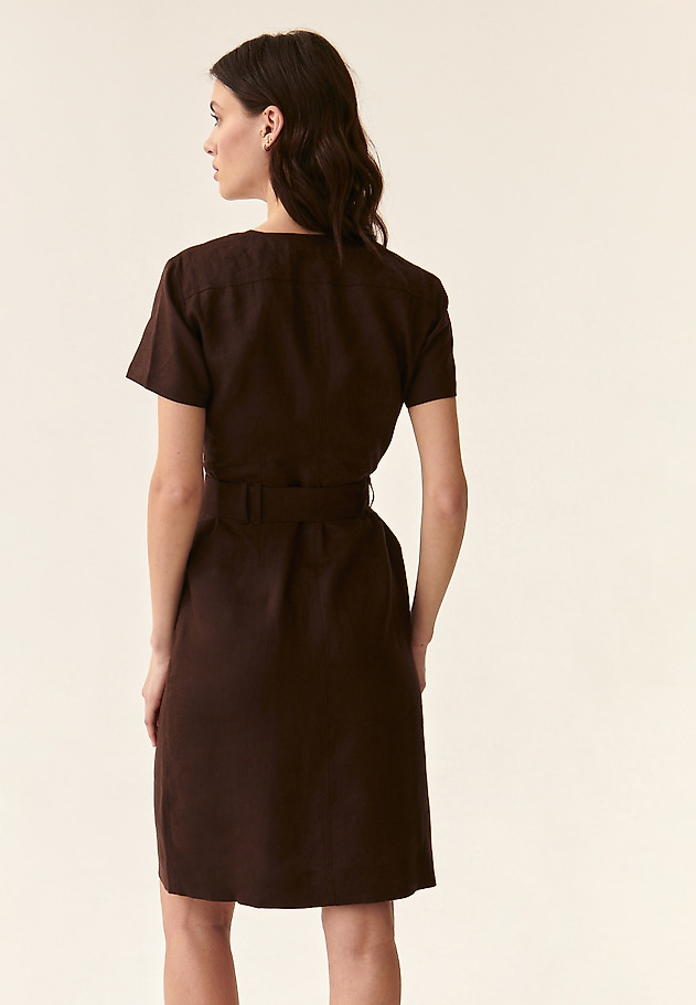 LADIES' LINEN SAFARI DRESS SOFORIA 2 LADIES' LINEN SAFARI DRESS SOFORIA 2 BROWN 3