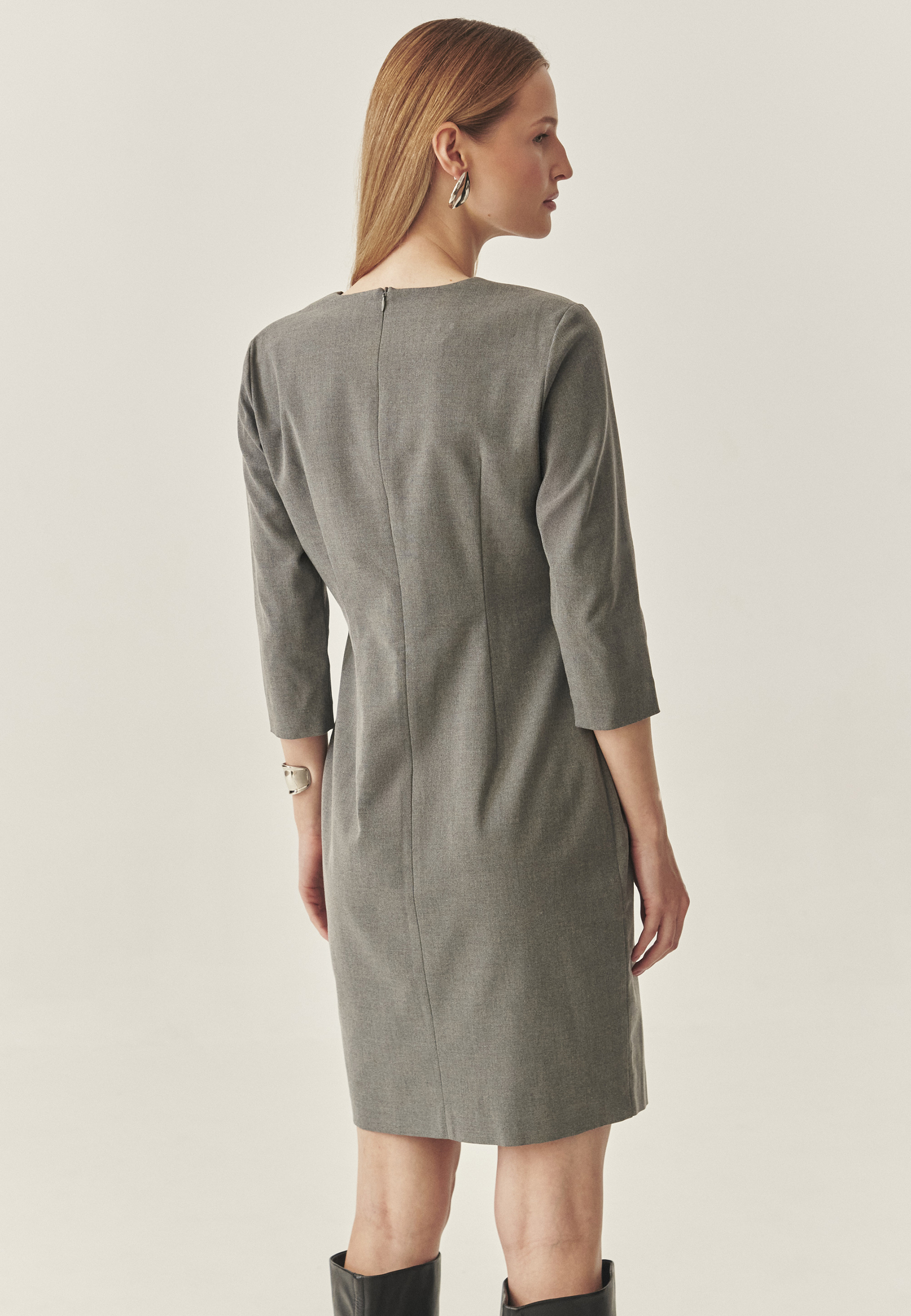 ROCHIE DE DAMĂ, DIN ȚESĂTURĂ CU CROIALĂ TIP CREION - BOTA GRI 2