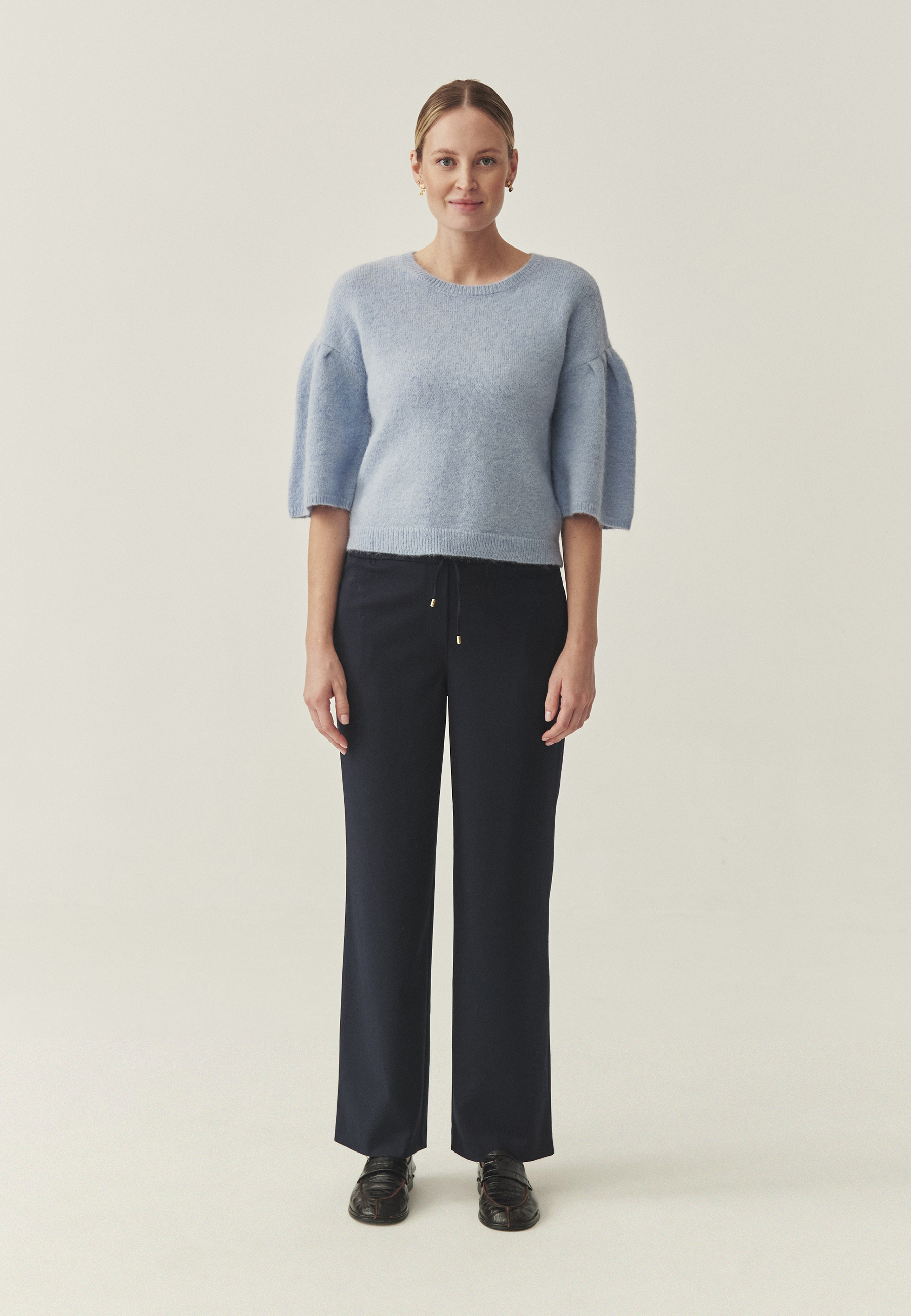 WIDE-LEG WOVEN TROUSERS - CORTONE NAVY BLUE 2