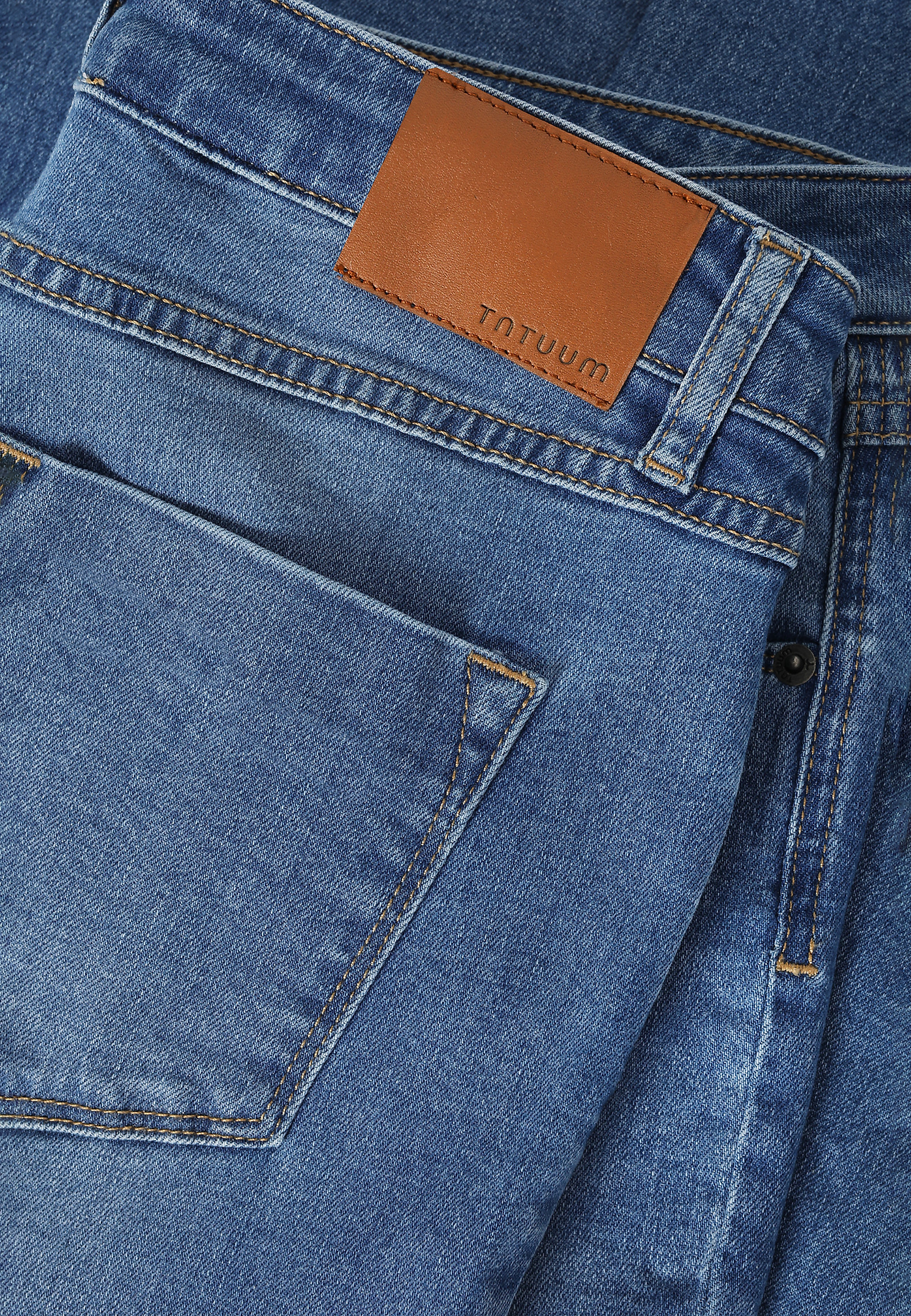 DENIMOWE SPODNIE Z ROZPORKIEM NA NOGAWCE — LASSI DENIMOWE SPODNIE Z ROZPORKIEM NA NOGAWCE — LASSI NIEBIESKI 104375