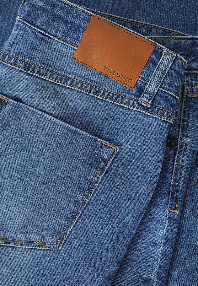 DENIMOWE SPODNIE Z ROZPORKIEM NA NOGAWCE — LASSI DENIMOWE SPODNIE Z ROZPORKIEM NA NOGAWCE — LASSI NIEBIESKI 7