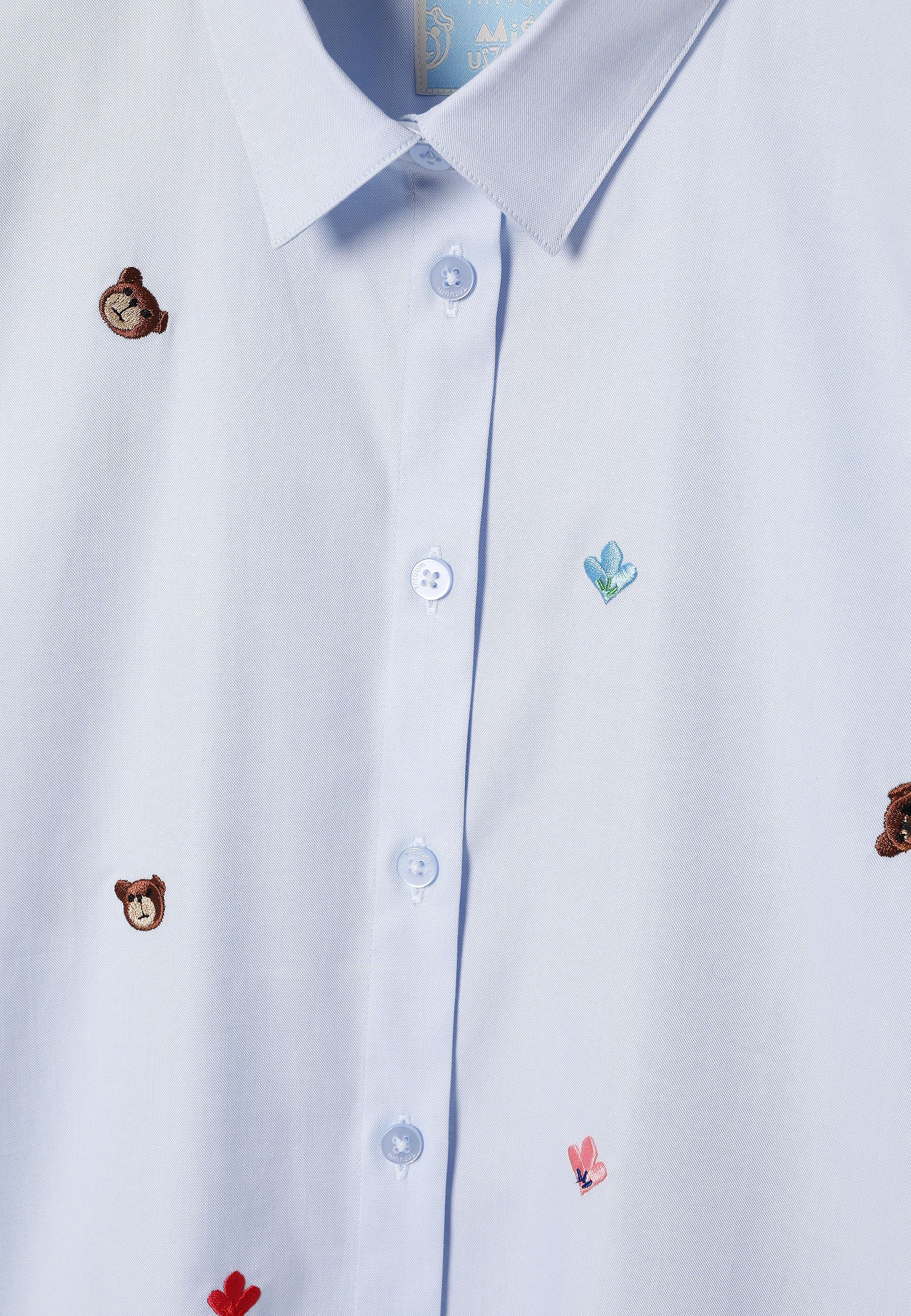 HAFTOWANA KOSZULA Z BAWEŁNĄ - EDINA NIEBIESKI 2