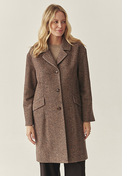 WOOL HERRINGBONE COAT - SEWI BEIGE 2