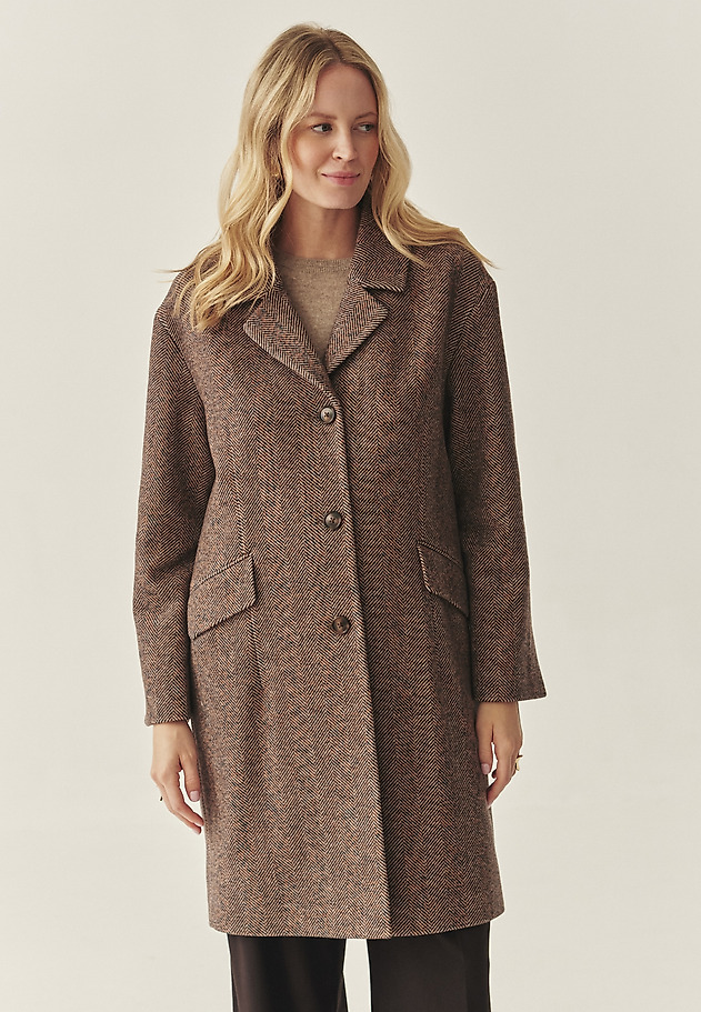 WOOL HERRINGBONE COAT - SEWI WOOL HERRINGBONE COAT - SEWI BEIGE 3