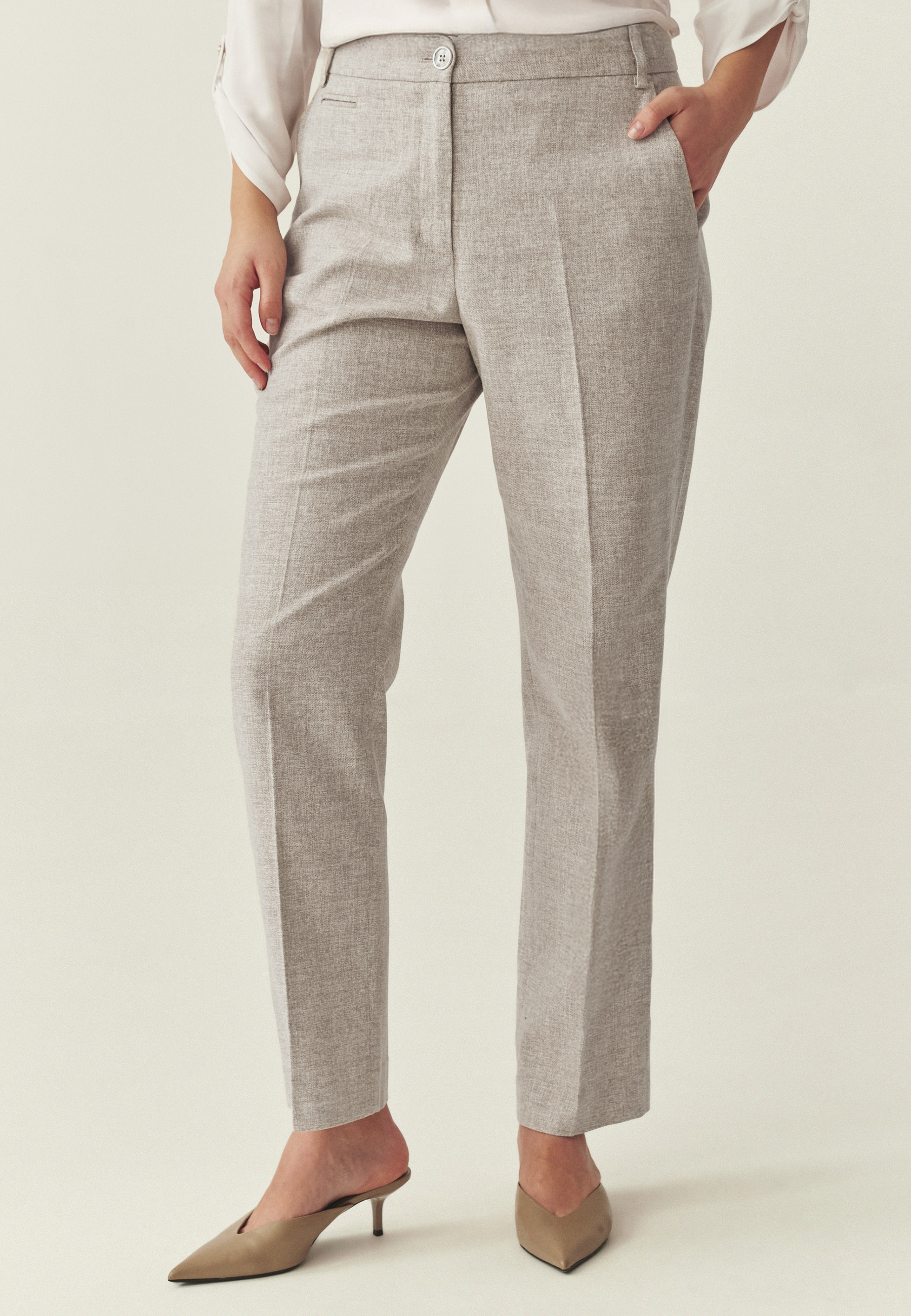 OBLEKOVÉ KALHOTY SE LNEM – ULATINA 1 BÉŽOVÁ 2