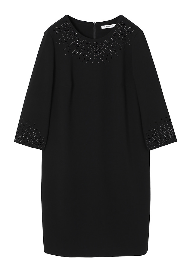WOVEN DRESS WITH DECORATIVE APPLIQUE — KIRIA WOVEN DRESS WITH DECORATIVE APPLIQUE — KIRIA CZARNY 6