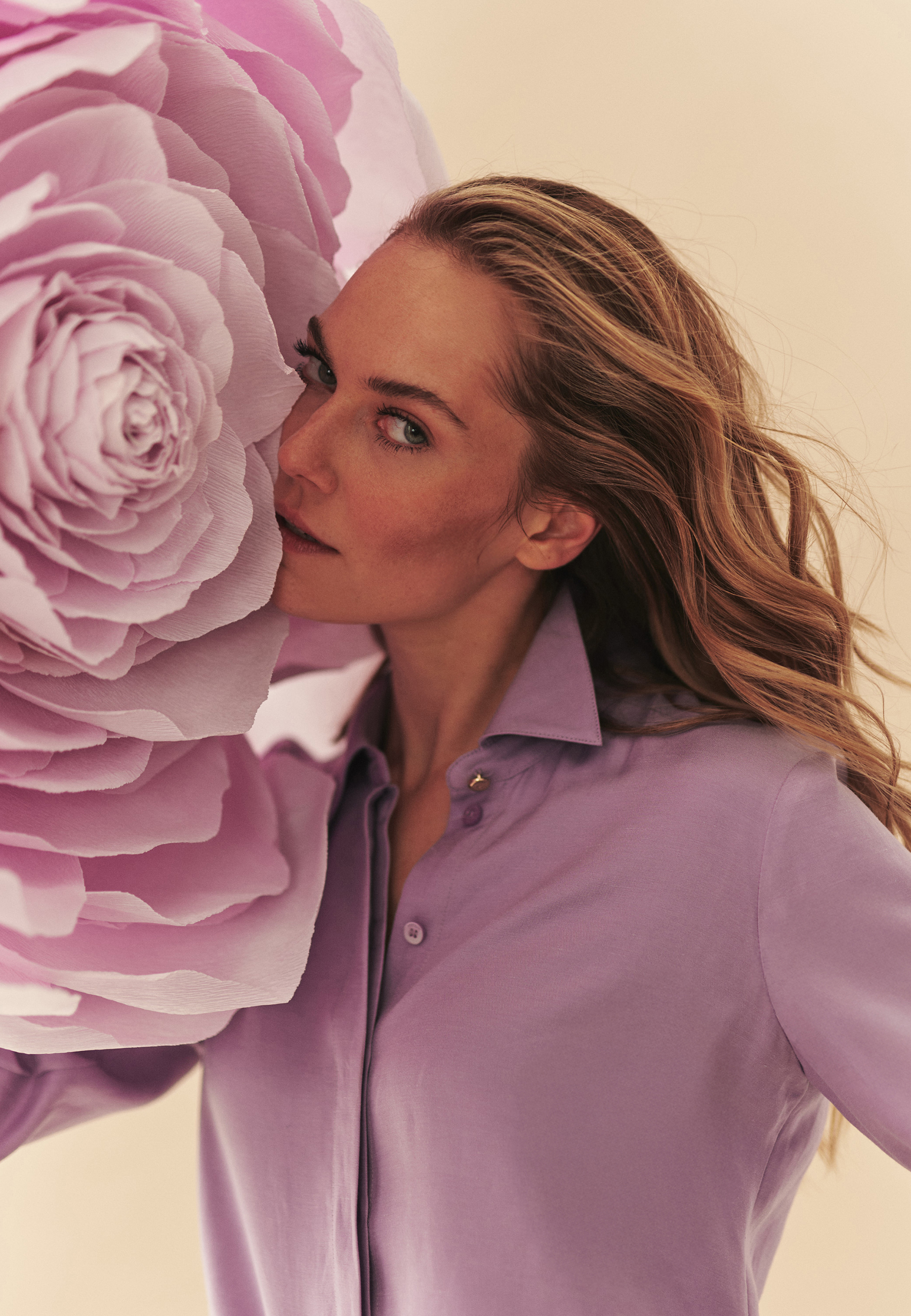 FIOLETOWA KOSZULA Z LNEM - MARINETT FIOLETOWY 2