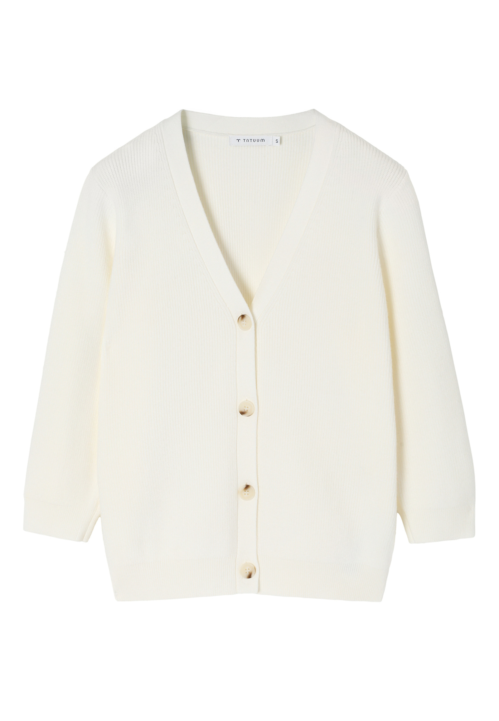 CARDIGAN TRICOTAT RIPSAT — LUMI CARDIGAN TRICOTAT RIPSAT — LUMI ECRU 107313