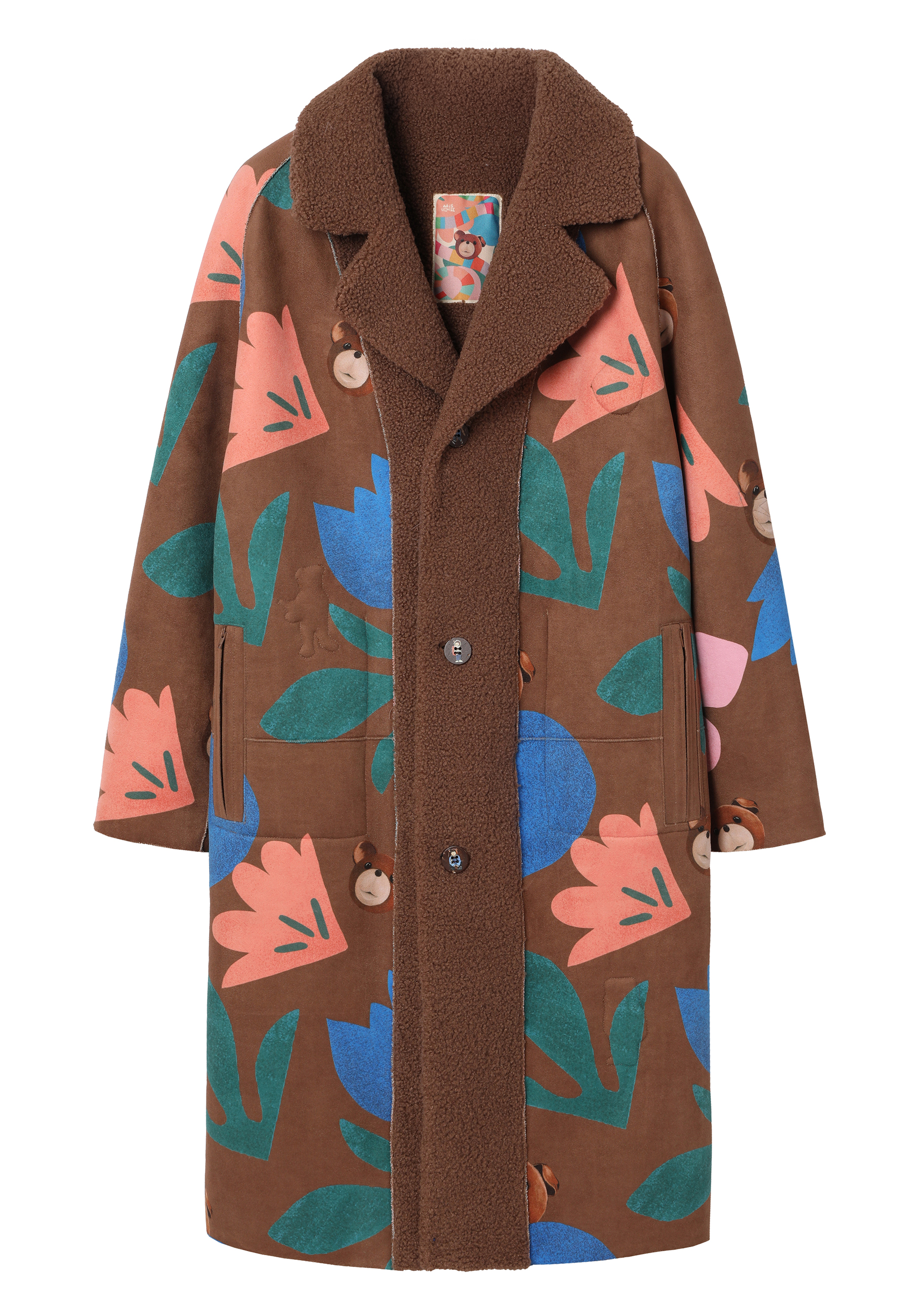 DWUSTRONNY PŁASZCZ Z MOTYWEM MISIA USZATKA - BORGINI MULTIKOLOR 2