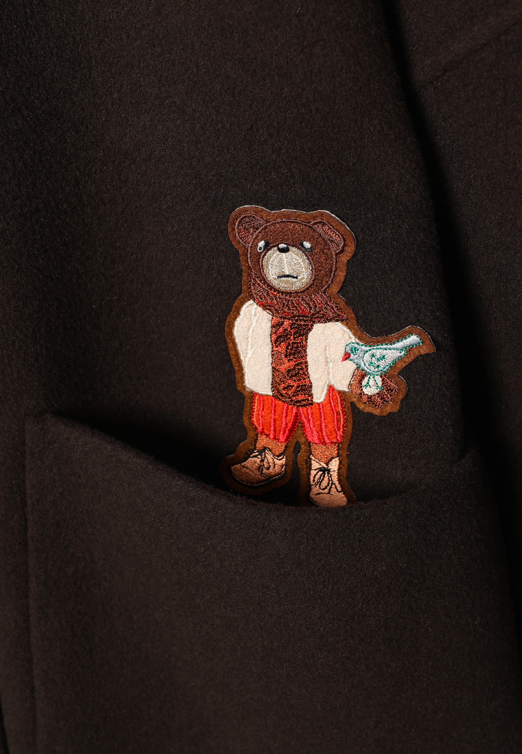 HAFTOWANY PŁASZCZ Z WEŁNĄ - MORIVIKA BRĄZOWY 2