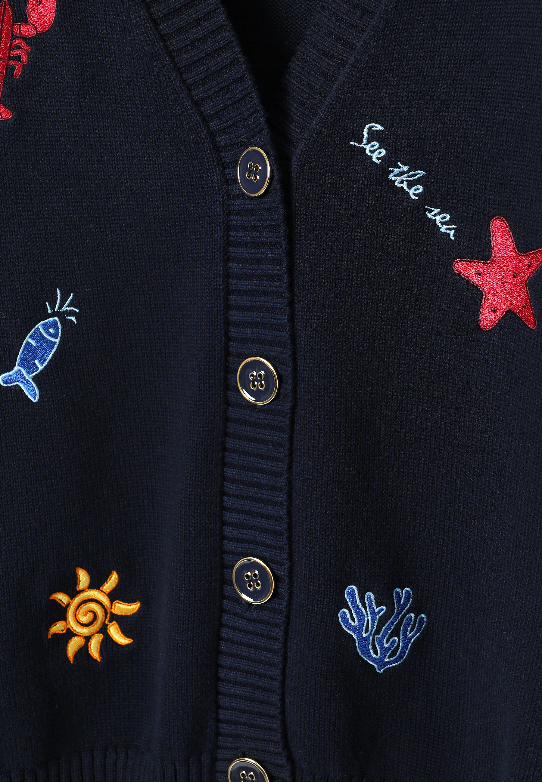 HAFTOWANY KARDIGAN Z BAWEŁNY - TEDA GRANATOWY 2