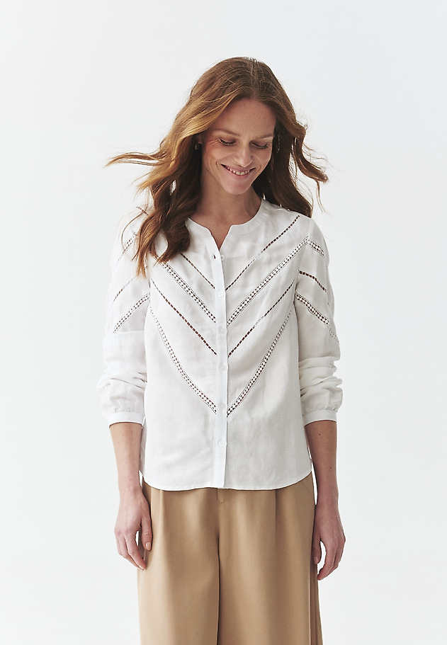 LINEN-VISCOSE SHIRT WITH EMBROIDERY - CASSIA LINEN-VISCOSE SHIRT WITH EMBROIDERY - CASSIA BIAŁY 2