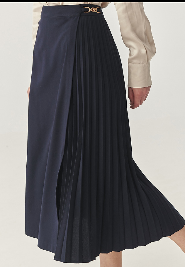 PLEATED MIDI SKIRT WITH BUCKLE- PLISONA PLEATED MIDI SKIRT WITH BUCKLE- PLISONA NAVY BLUE 5