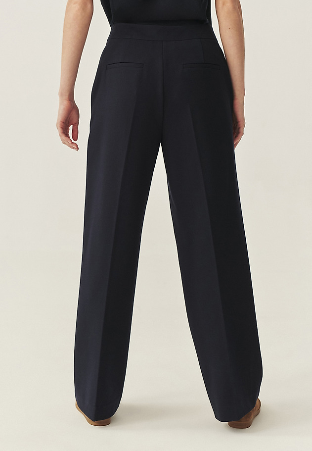 KNITTED TROUSERS WITH WIDE LEG AND DECORATIVE BUTTONS - LEMKI KNITTED TROUSERS WITH WIDE LEG AND DECORATIVE BUTTONS - LEMKI NAVY BLUE 4
