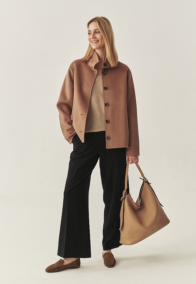 SHORT JACKET WITH WOOL - SARAKO SHORT JACKET WITH WOOL - SARAKO BEIGE 1