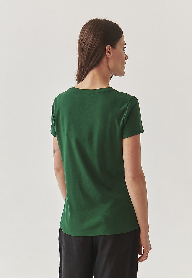 BAWEŁNIANY T-SHIRT DAMSKI Z OKRĄGŁYM DEKOLTEM - KIRI BAWEŁNIANY T-SHIRT DAMSKI Z OKRĄGŁYM DEKOLTEM - KIRI ZIELONY 4