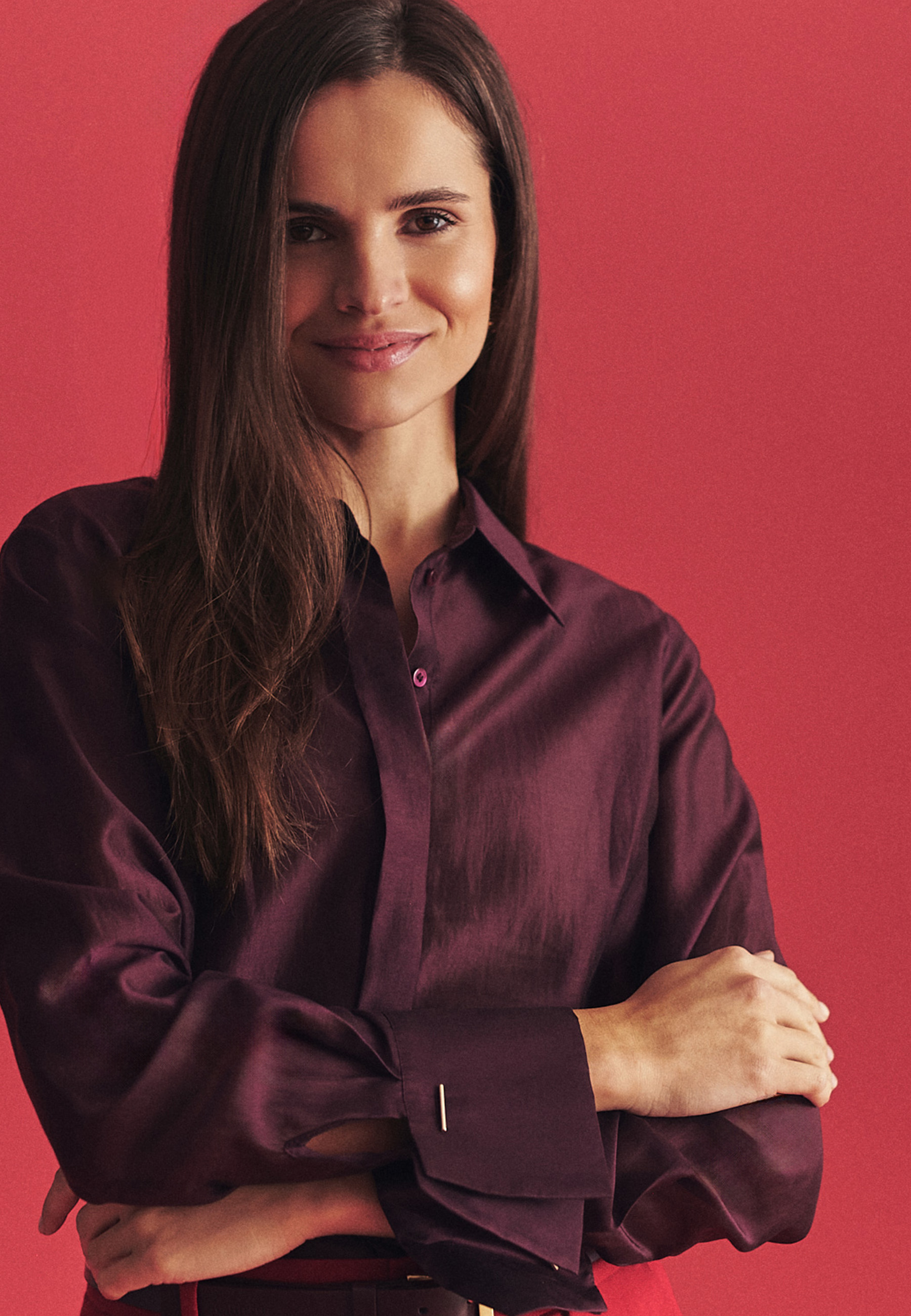 ELEGANCKA KOSZULA Z LYOCELLEM TENCEL™ - BERRY CZERWONY 2