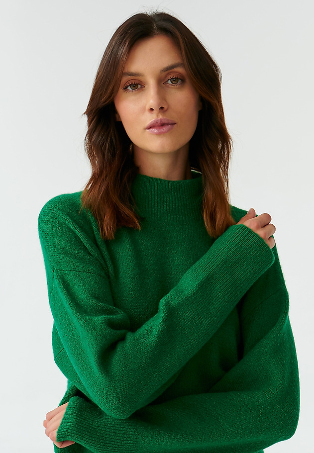 OVERSIZOWY SWETER DAMSKI Z GOLFEM WAMKO 1 OVERSIZOWY SWETER DAMSKI Z GOLFEM WAMKO 1 ZIELONY 5