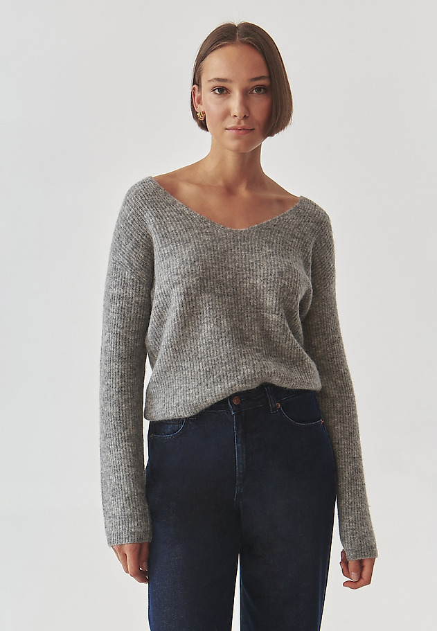 LADIES' CASUAL LONG SLEEVE SWEATER - SOLO 2 LADIES' CASUAL LONG SLEEVE SWEATER - SOLO 2 SZARY 3