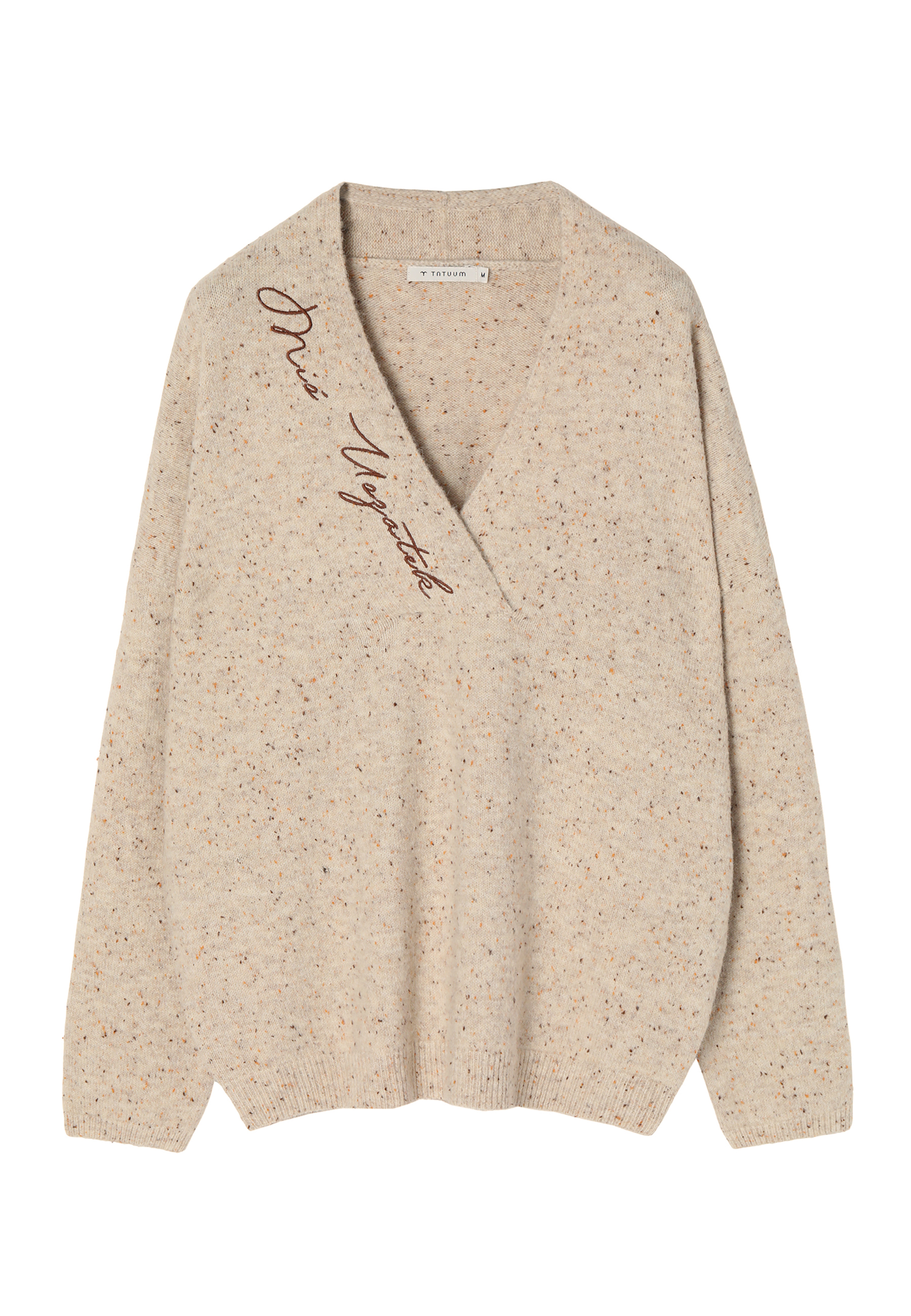 DÁMSKY MELANŽOVÝ SVETER S VÝŠIVKOU TIKO BÉŽOVÁ 2