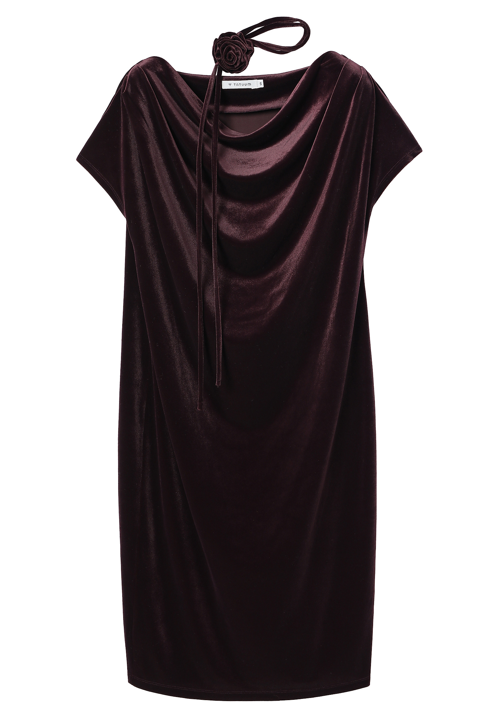 VELOUR DRESS WITH FLORAL DECORATIVE ELEMENT - MIRATI VELOUR DRESS WITH FLORAL DECORATIVE ELEMENT - MIRATI RED 116732