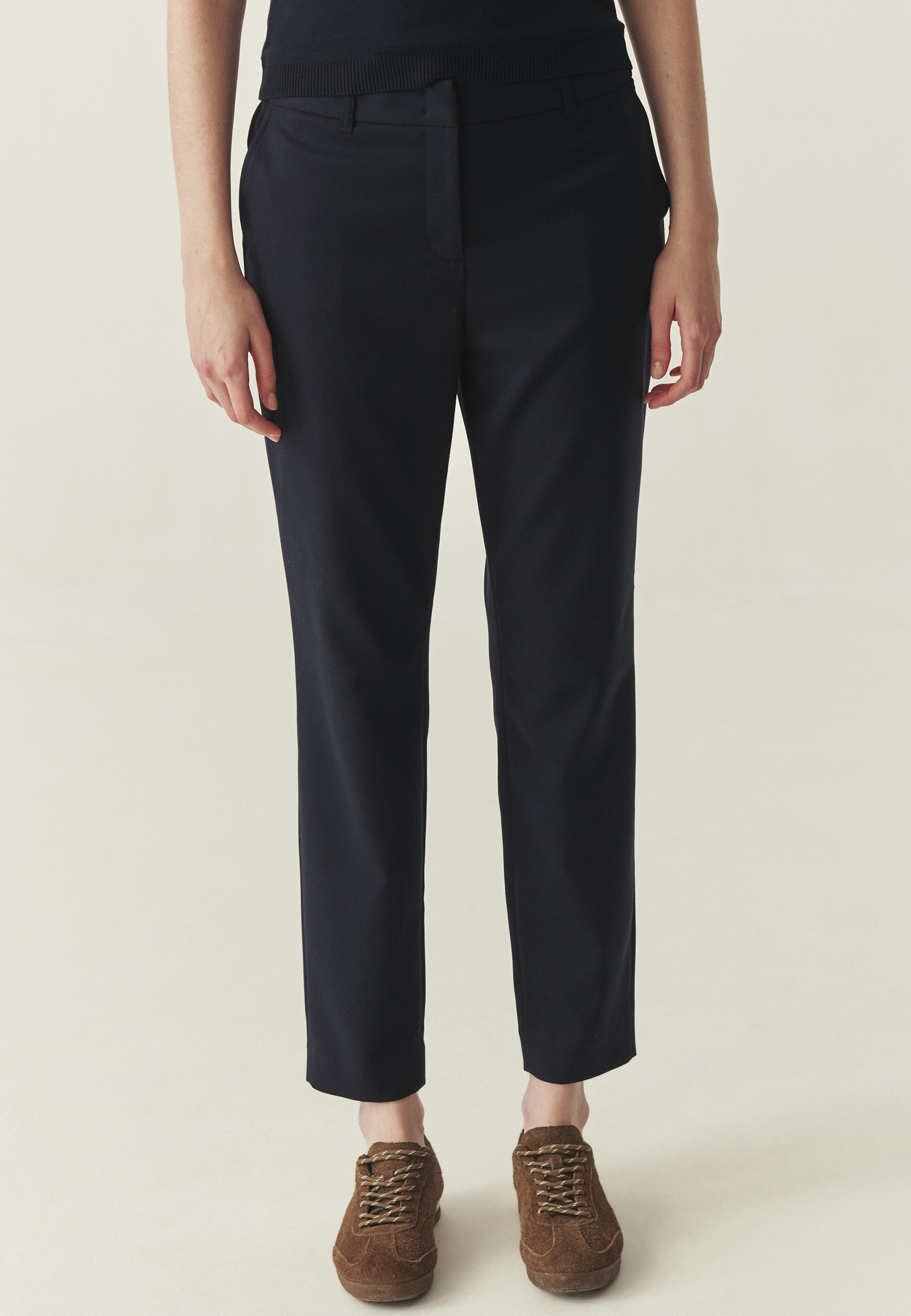 TKANINOWE SPODNIE Z PROSTĄ NOGAWKĄ - OLIA 3 GRANATOWY 2