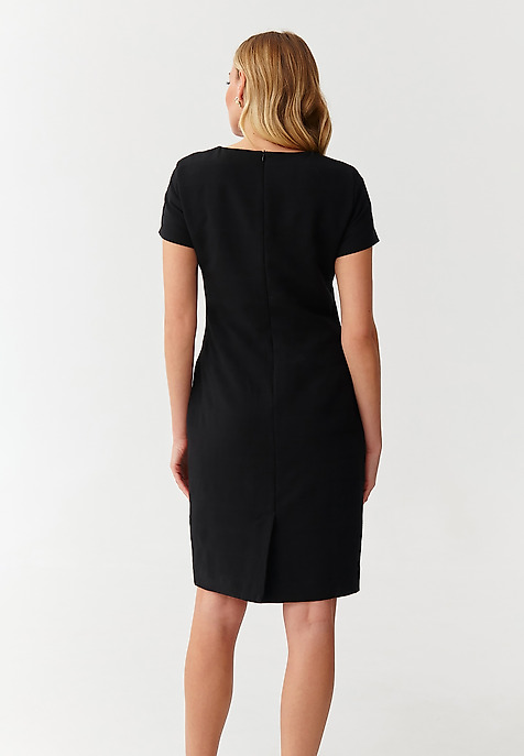 ROCHIE CREION CU MÂNECĂ SCURTĂ, DIN ȚESĂTURĂ - HIPIKO NEGRU 2