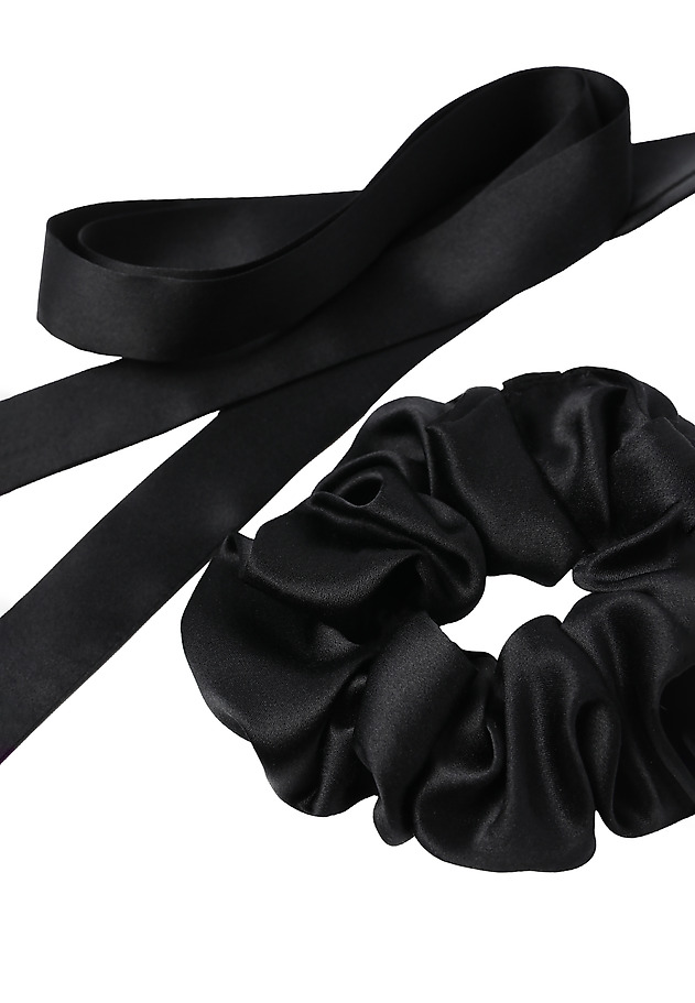 JEDWABNA SCRUNCHIE DO WŁOSÓW — GUMI JEDWABNA SCRUNCHIE DO WŁOSÓW — GUMI CZARNY 7