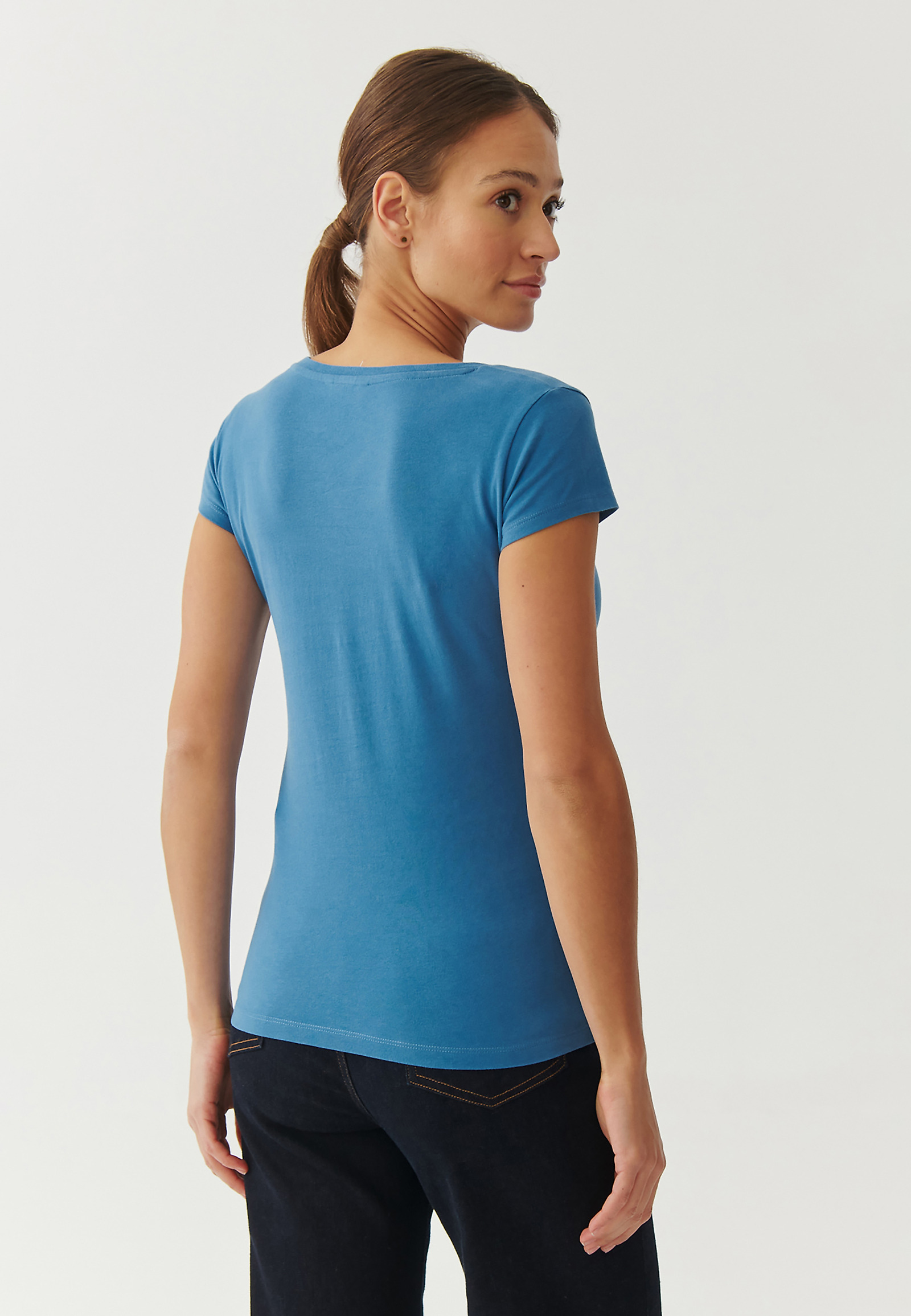 BAWEŁNIANY T-SHIRT DAMSKI - ANTONIA 1 BAWEŁNIANY T-SHIRT DAMSKI - ANTONIA 1 NIEBIESKI 95580