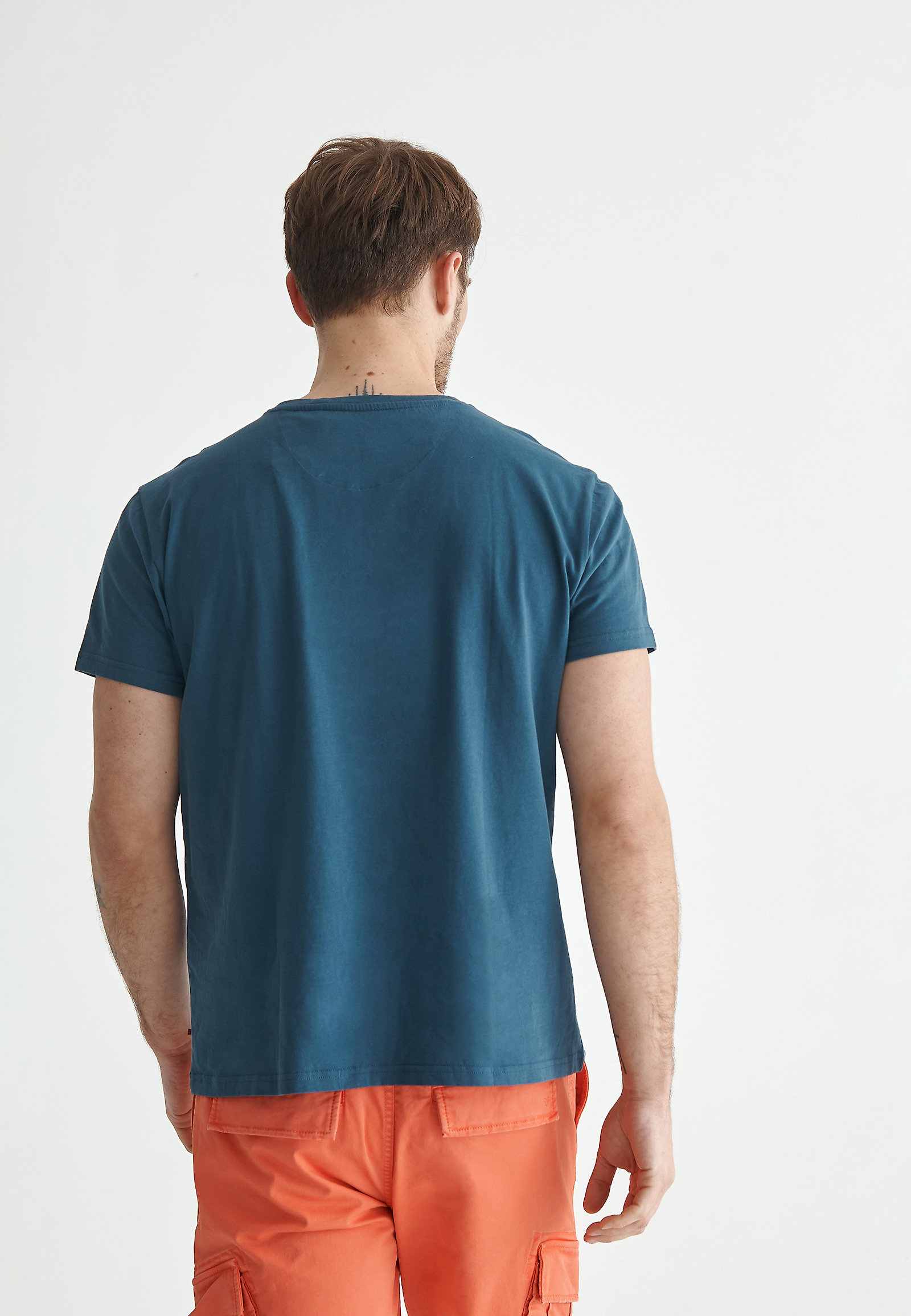 BAWEŁNIANY T-SHIRT MĘSKI MIKIN 21 BAWEŁNIANY T-SHIRT MĘSKI MIKIN 21 GRANATOWY 78980