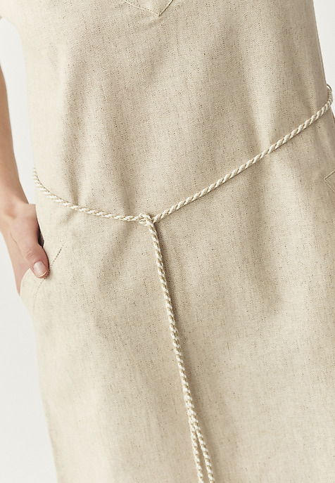 SHORT DRESS WITH LINEN - SAMANTIKA BEIGE 2