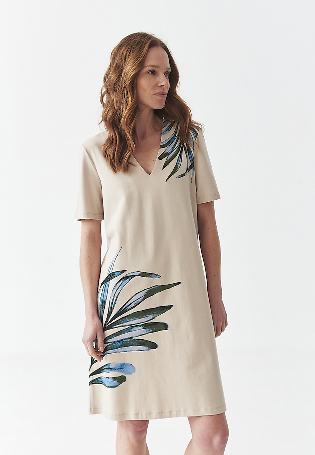 COTTON PATTERNED DRESS - RADIS COTTON PATTERNED DRESS - RADIS BEŻOWY 2