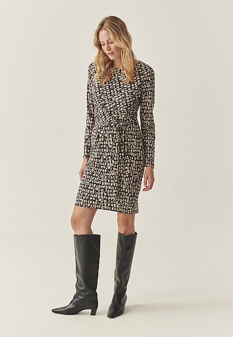 PENCIL DRESS WITH ORIGINAL DESIGN - KILIG BROWN 2