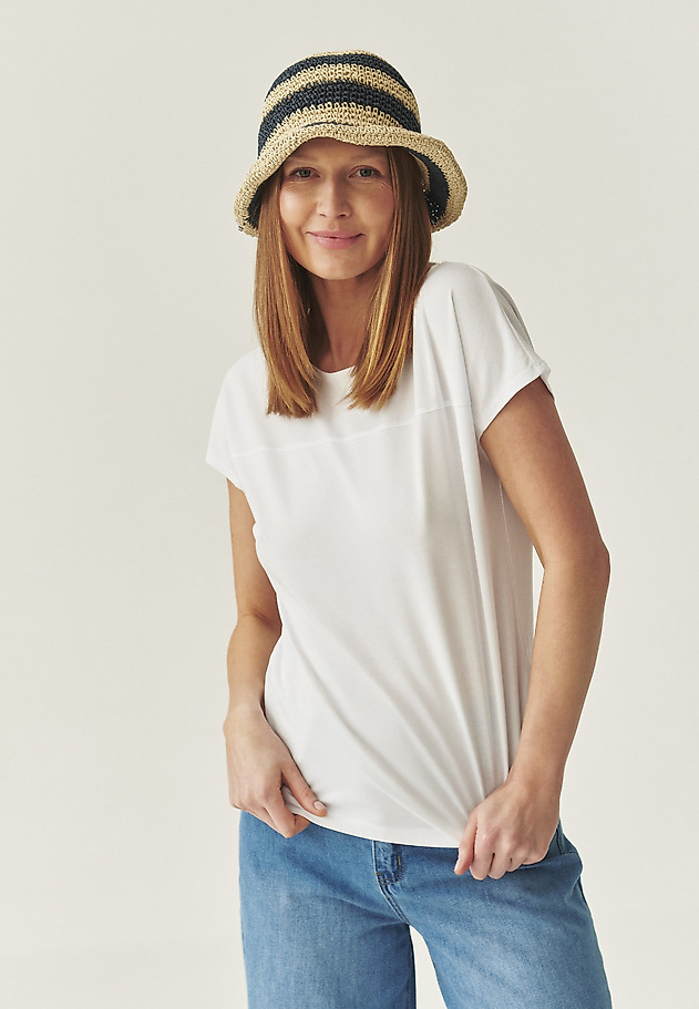 CASUAL BLOUSE IN COTTON-MODAL - MANDINI CASUAL BLOUSE IN COTTON-MODAL - MANDINI BIAŁY 1