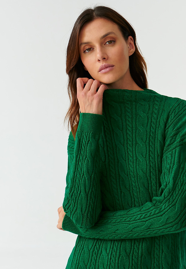 LADIES’ KNIT DRESS WITH A BRAIDED TEXTURE WENWI LADIES’ KNIT DRESS WITH A BRAIDED TEXTURE WENWI GREEN 4