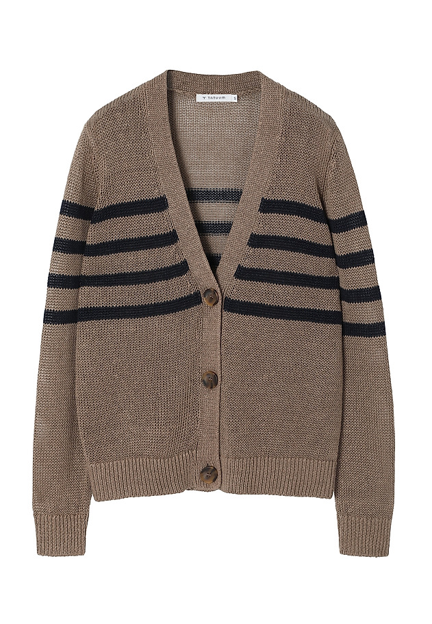 LADIES' CROSS-STRIPED LINEN CARDIGAN — ISABEL LADIES' CROSS-STRIPED LINEN CARDIGAN — ISABEL MULTIKOLOR 11