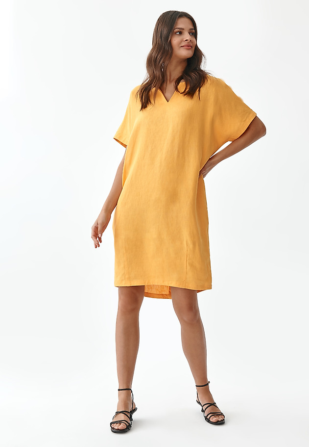 LADIES' LINEN DRESS OWERITA LADIES' LINEN DRESS OWERITA YELLOW 1