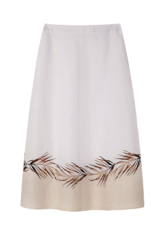 LADIES' LINEN FLARED SKIRT KIKO LADIES' LINEN FLARED SKIRT KIKO BIAŁY 5