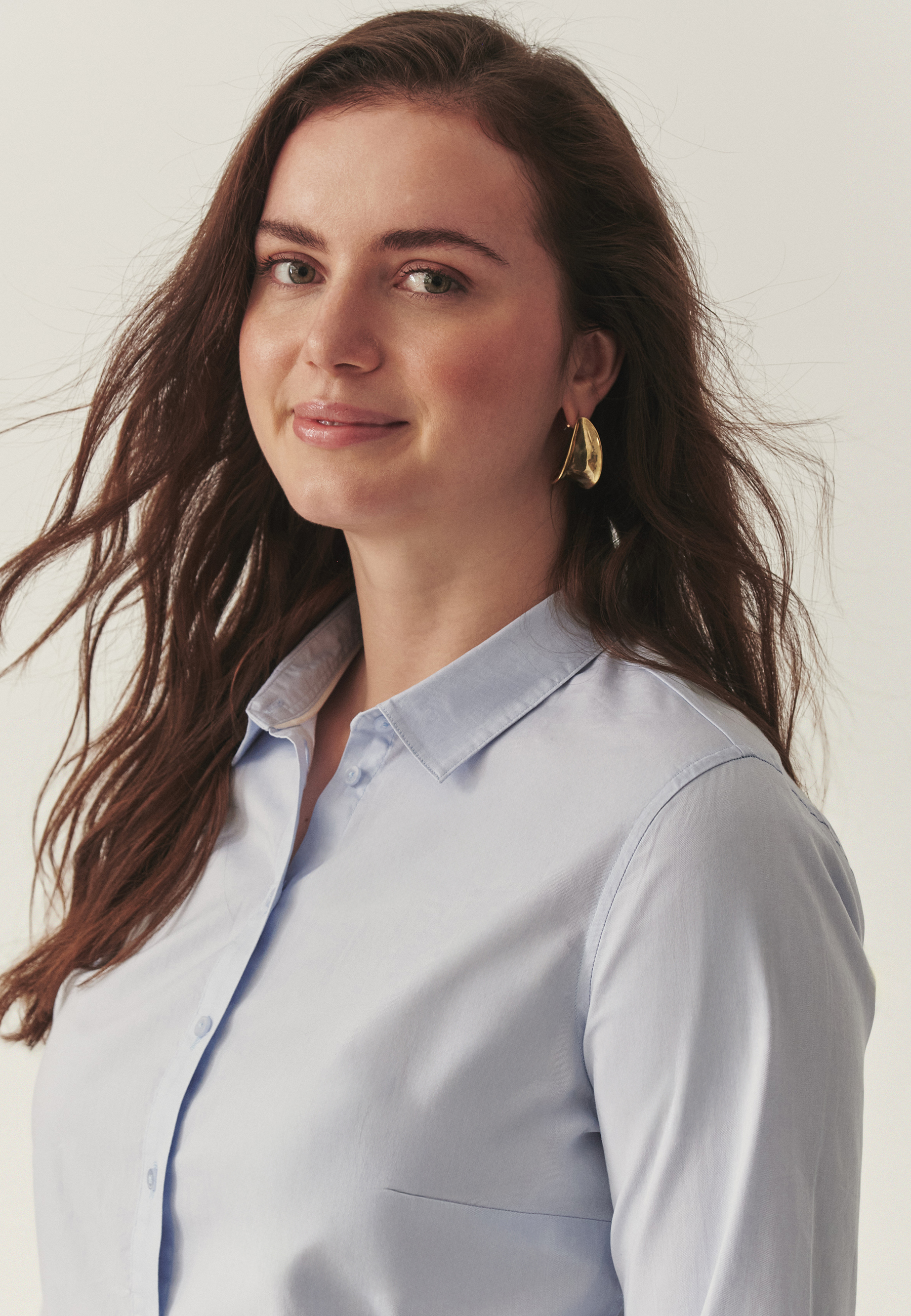 CĂMAȘĂ DIN BUMBAC, CU TALIE ACCENTUATĂ — ELISHA ALBASTRU 2