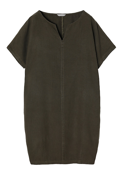 LADIES’ LINEN DRESS IN A BARREL SHAPE - OWERITA 1 KHAKI 2