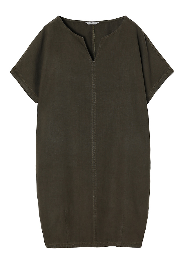 LADIES’ LINEN DRESS IN A BARREL SHAPE - OWERITA 1 LADIES’ LINEN DRESS IN A BARREL SHAPE - OWERITA 1 KHAKI 5