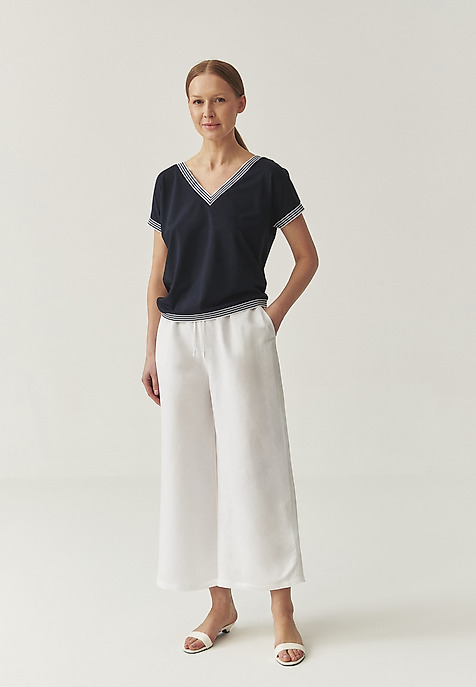 KNITTED BLOUSE WITH COTTON AND MODAL - KAJSALA NAVY BLUE 2