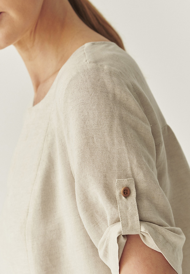 FLARED LINEN DRESS - NATURO FLARED LINEN DRESS - NATURO BEŻOWY 5